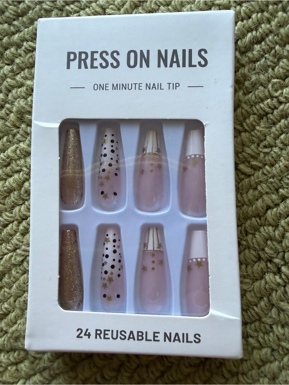 Press On Nails - Pink and Gold Reusable Nail Tips